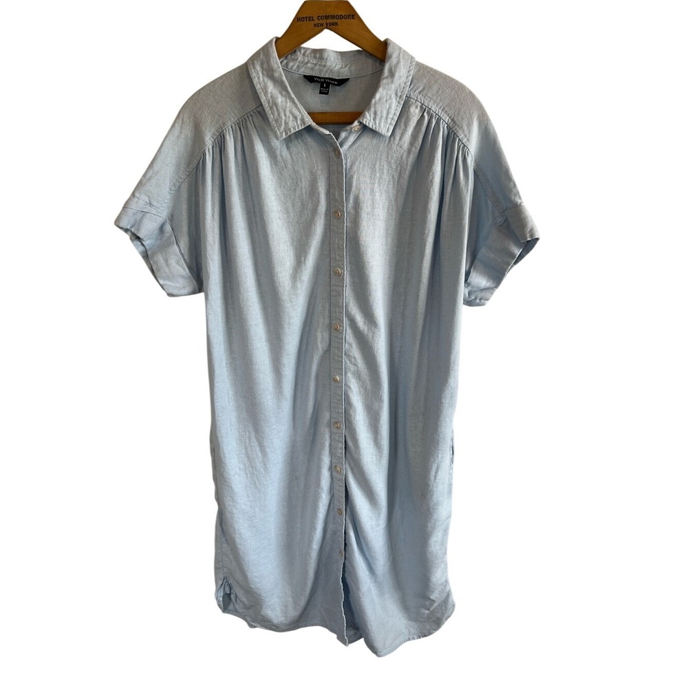 Well Worn Light Blue Casual Button-Down Shirt Dress